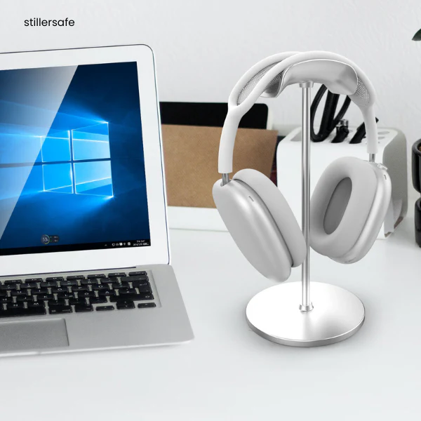 Aluminum Headphone Stand with Flexible Headrest & Solid ABS Base – Universal Headset Holder - Image 3