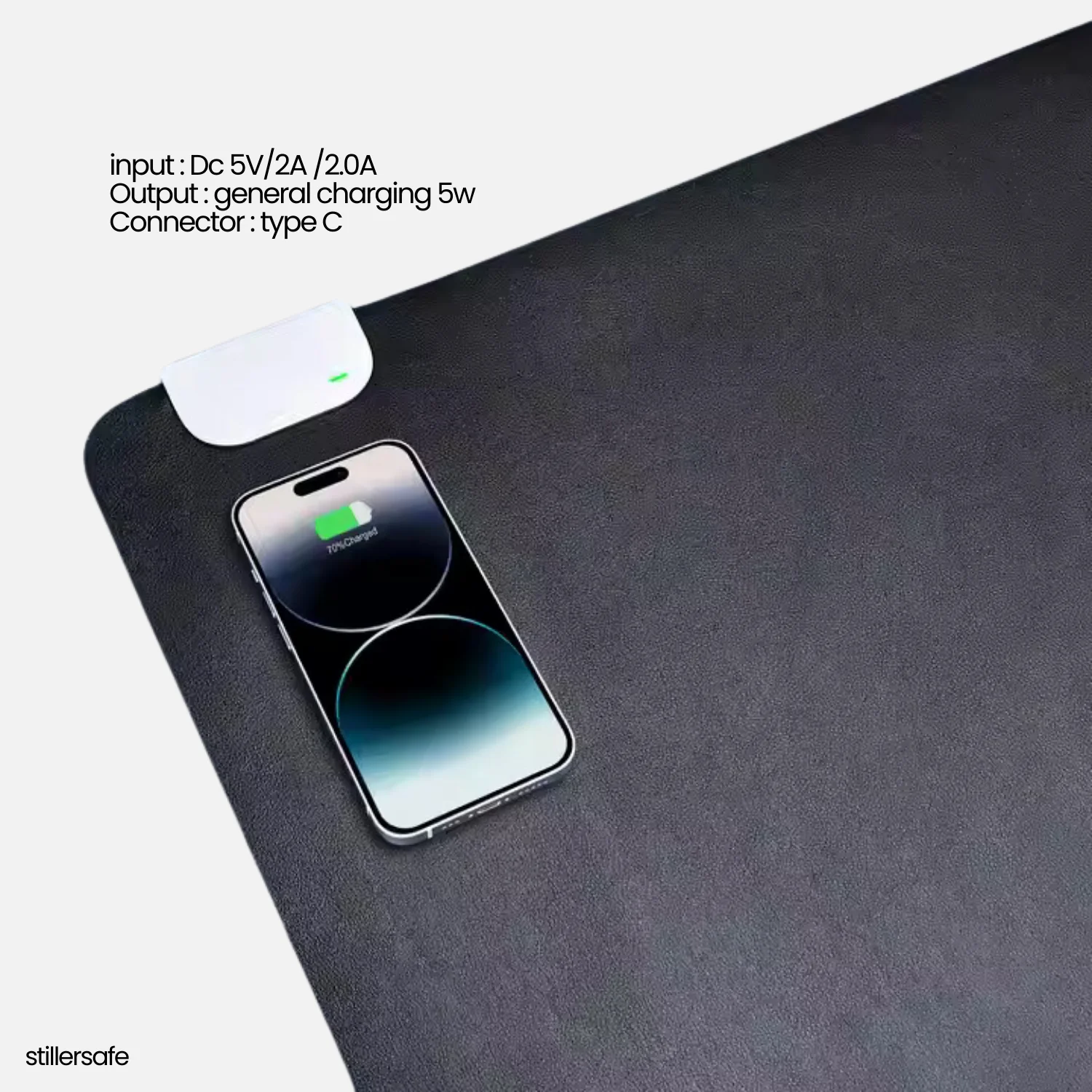 Deskmat with wireless charger. Smartphone and Airpod Charger. - Image 3