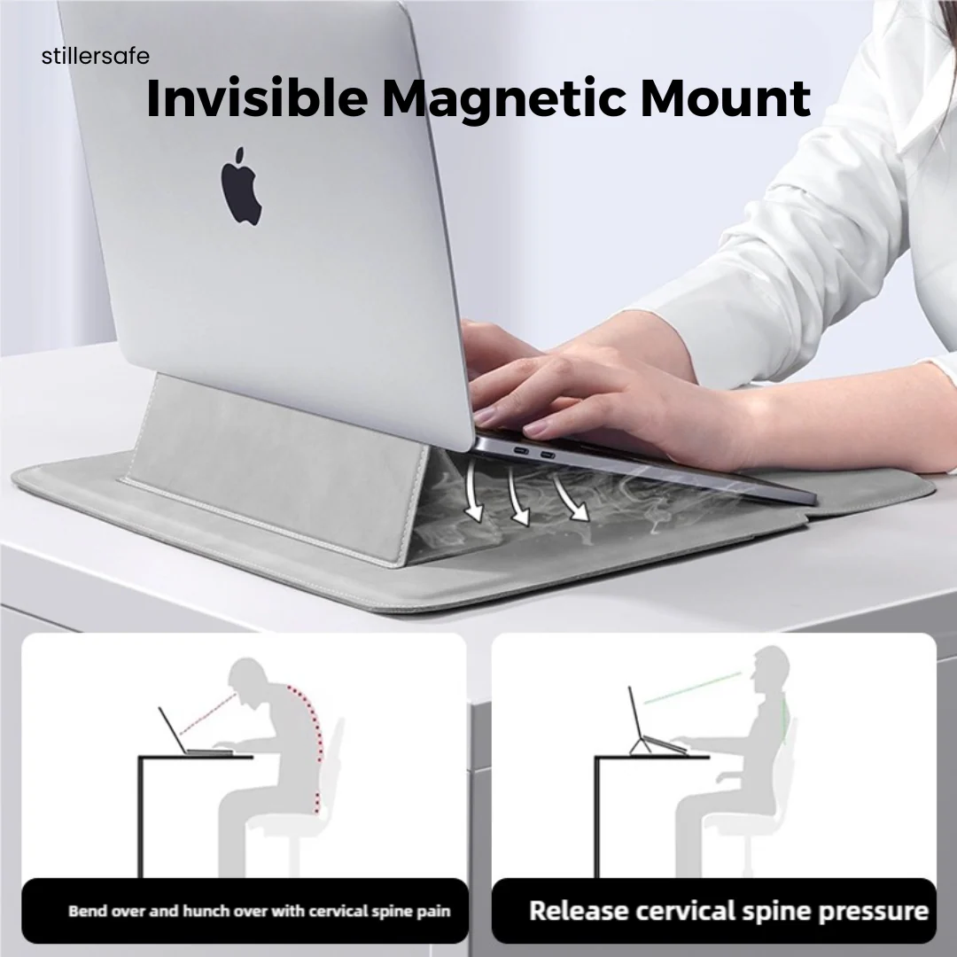 Laptop Sleeve With Stand - PU Leather - Image 4