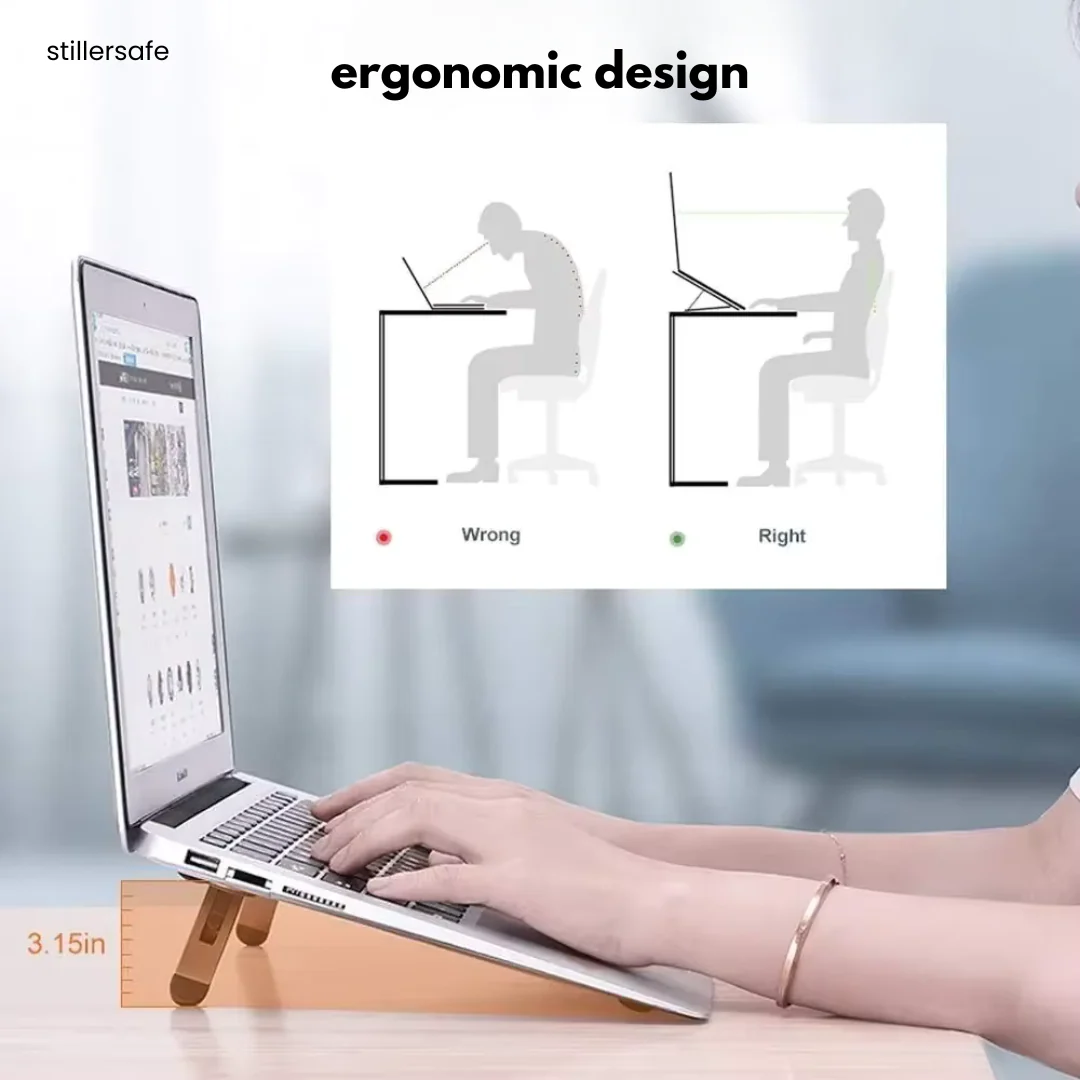 Sleek Foldable Ergonomic Laptop Stand - Aluminium Alloy Material - Image 8